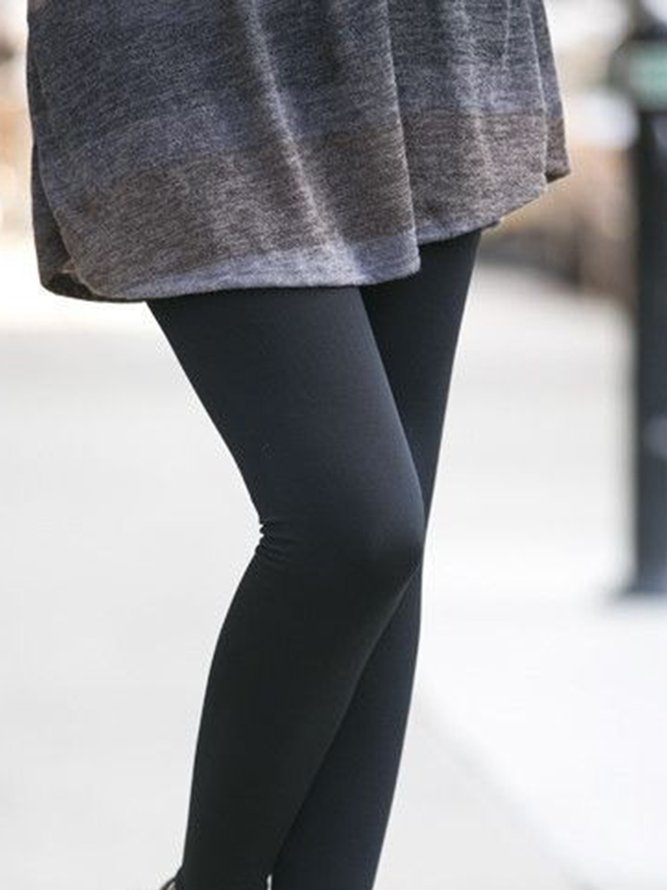 Lässig Unifarben Elastische Taille Leggings