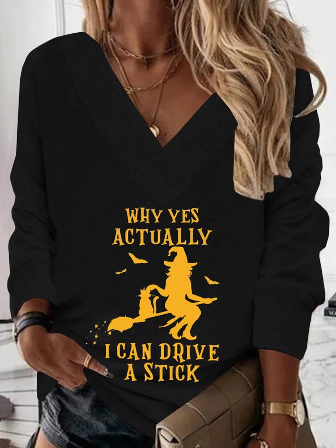 Halloween Langarm V-Ausschnitt Print Shirts & Blusen Sweatshirts