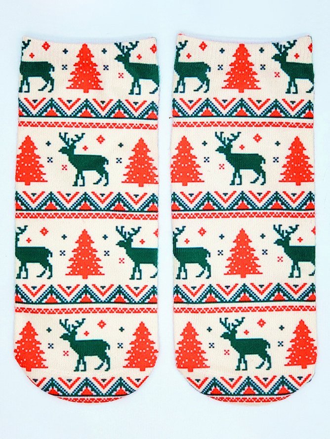 Weihnachten 3D Santa's Elch Muster Hoch Strecken Baumwolle Socken Urlaub Party Dekorationen