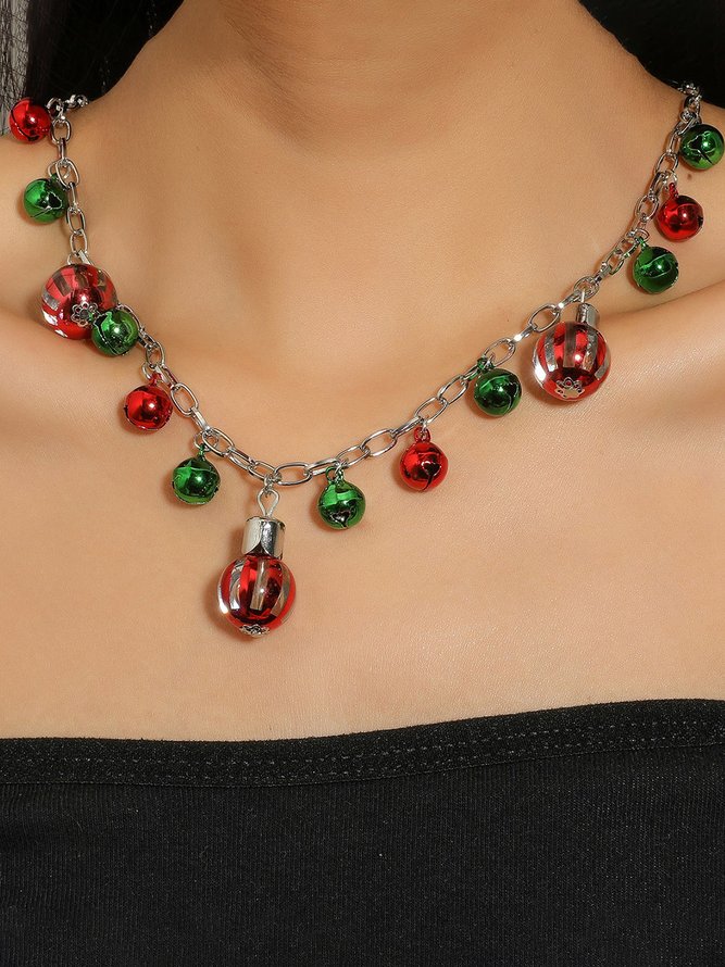 Weihnachten Rot Grün Kette Glocke Muster Halskette Weihnachten Party Schmuck