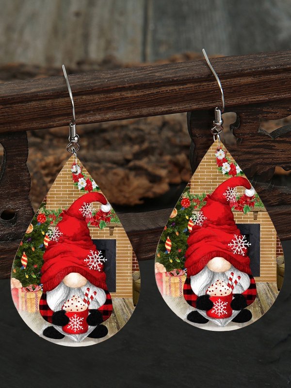 Weihnachten Leder Ohrringe Santa's Gesichtslos alt Mann Elf Muster Ohrringe