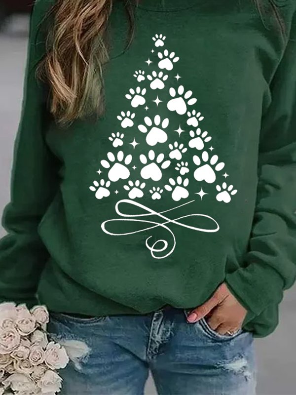 Weihnachten Rundhals Weit Lässig Sweatshirts
