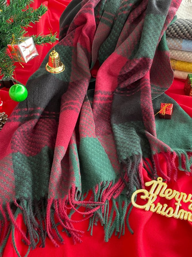 Weihnachten Rot und Grün Kariert Muster Kontrast Kaschmir Schal festlich Party Schal Herbst Winter Wärme