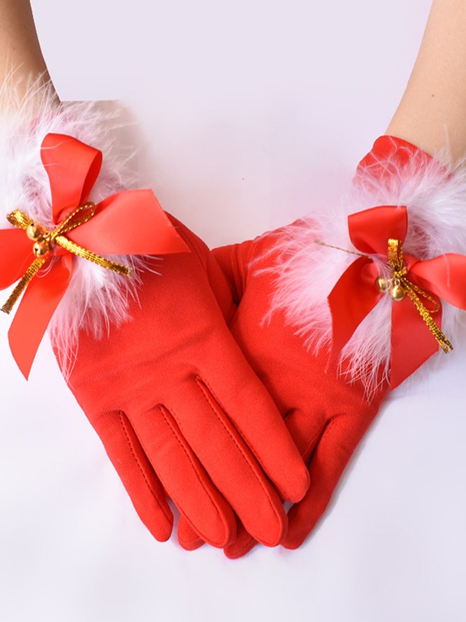 Weihnachten Rot Feder Glocke Weihnachten Handschuhe Urlaub Party Matching Handschuhe Strecken Handschuhe