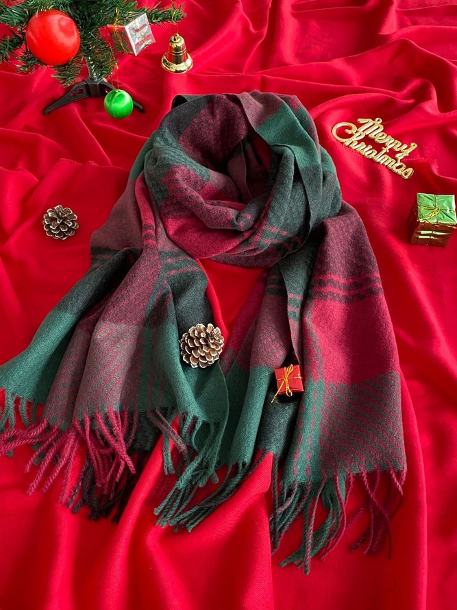 Weihnachten Rot und Grün Kariert Muster Kontrast Kaschmir Schal festlich Party Schal Herbst Winter Wärme
