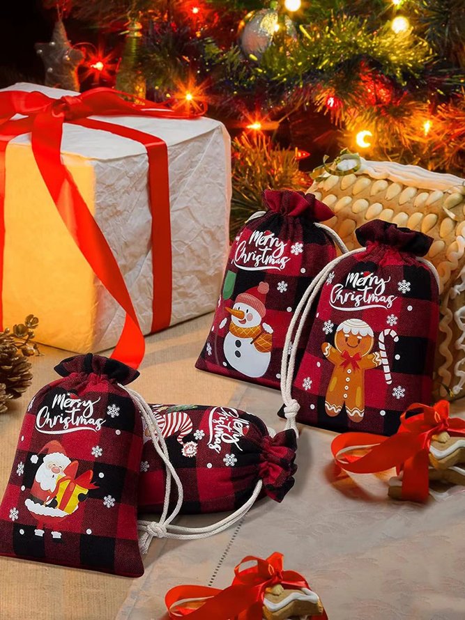 Weihnachten Segeltuch Tasche Tunnelzug Aufbewahrungstasche Süßigkeiten Geschenk Tasche