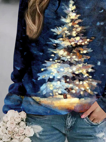 Lässig Abstrakt Weihnachtsbaum Rundhals Sweatshirts