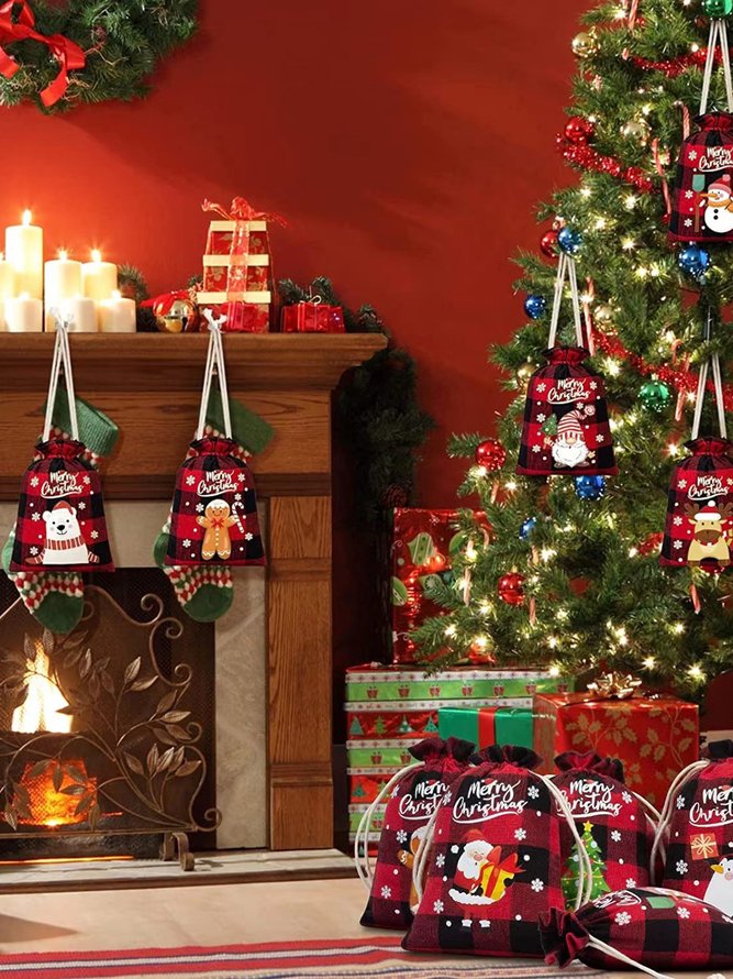 Weihnachten Segeltuch Tasche Tunnelzug Aufbewahrungstasche Süßigkeiten Geschenk Tasche