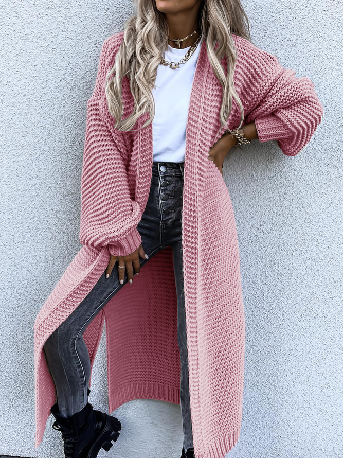 Lässig Weit Unifarben Pullover Strickjacke Mantel