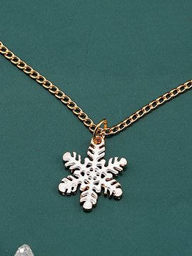 Weihnachten Weiß Schneeflocke Muster Golden Halskette festlich Party Kostüm Dekoration Schmuck
