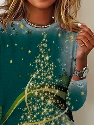 Weihnachten Rundhals Weit T-Bluse