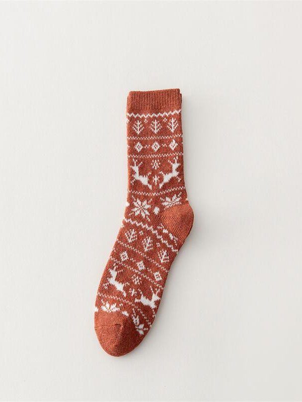 Lässig Retro Stil Elch Schneeflocke Socken Weihnachten Party Zubehör jeden Tag Matching