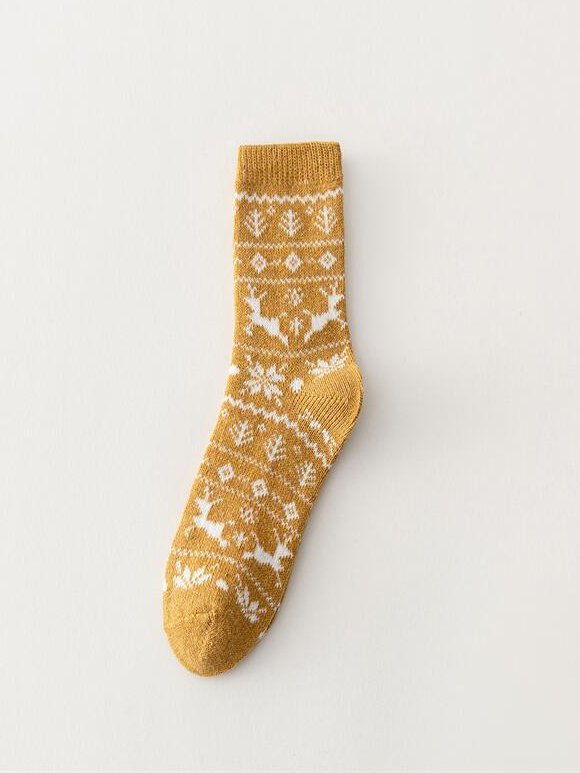 Lässig Retro Stil Elch Schneeflocke Socken Weihnachten Party Zubehör jeden Tag Matching