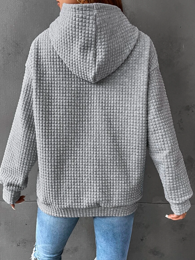 Unifarben Lässig Kapuze Sweatshirt