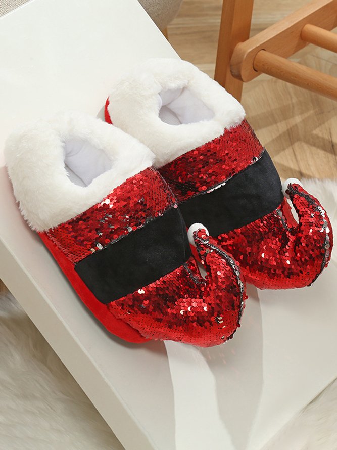 Weihnachten Hut Pailletten Warm Pantoletten