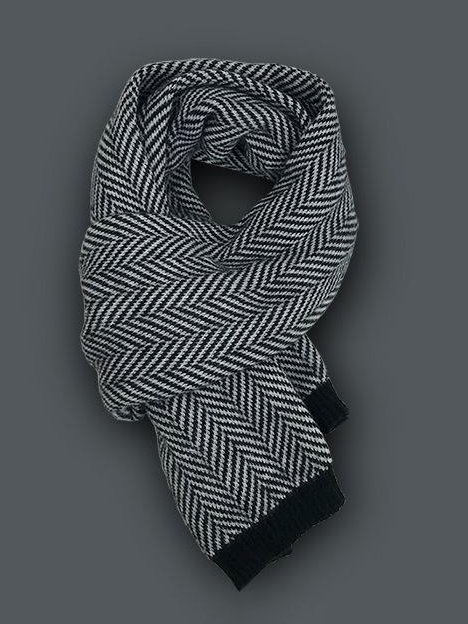 Retro Schwarz und Weiß Kontrast Streifen Muster Schal Herbst Winter Mantel Pullover Zubehör