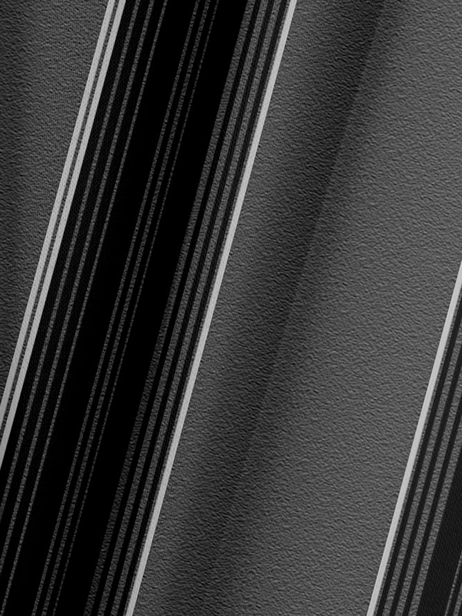 Geometrisch Gestreift Knopf Langarm Polo
