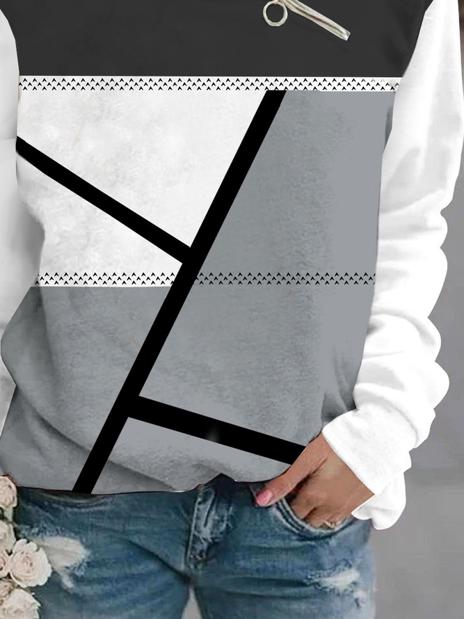 Lässig Geometrisch Print spleißen Reißverschluss Sweatshirts