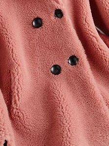 Lässig Unifarben Weit Doppelt-Breasted Plüsch Mantel