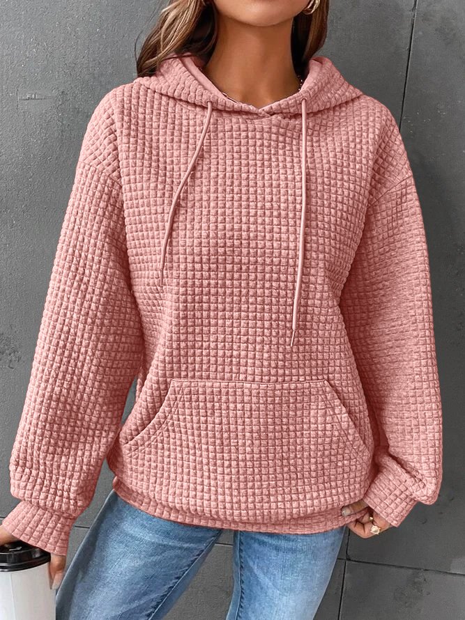 Unifarben Lässig Kapuze Sweatshirt