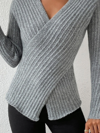 Lässig Garn/Wollgarn Regelmäßige Passform Unifarben Pullover