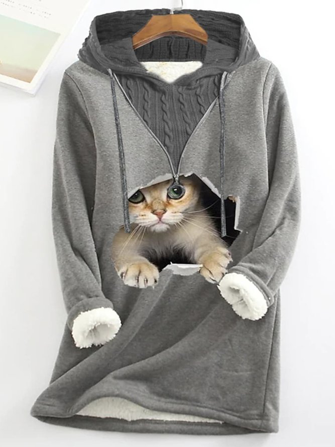 Tunnelzug Tier Weit Lässig Sweatshirt