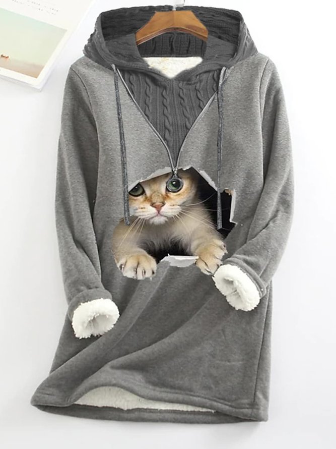 Tunnelzug Tier Weit Lässig Sweatshirt