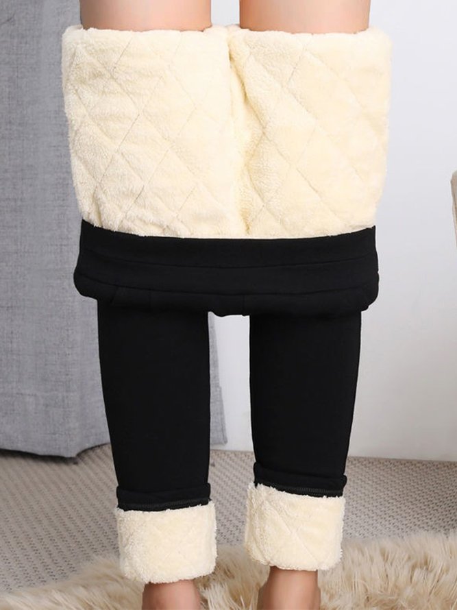 Unifarben Wärme Lässig Flaum Fest Leggings