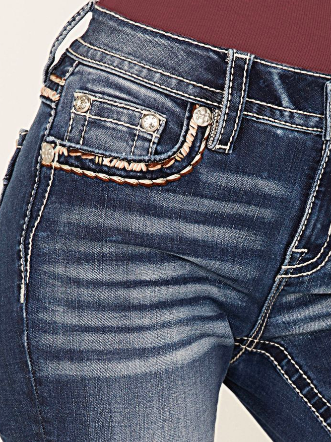 Denim Böhmisch Weit Unifarben Jeans