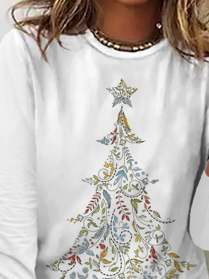 Weit Lässig Rundhals Weihnachten T-Bluse