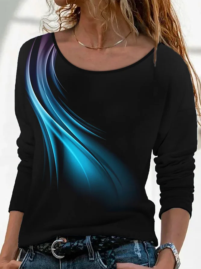 Damen Lässig Abstrakt Herbst Mikroelastizität Weit Bestseller Regelmäßig H-Linie Regelmäßig Größe T-Shirt