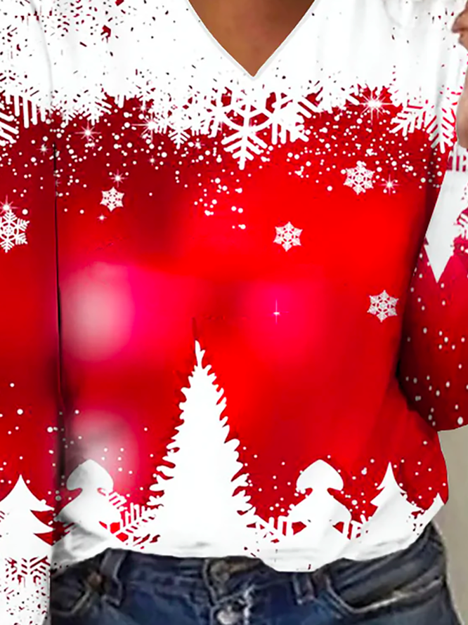 Langarm Lässig Weihnachten T-Bluse