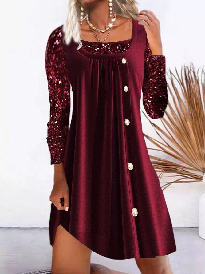 Glitzernd Rundhals Weit Party Kleid