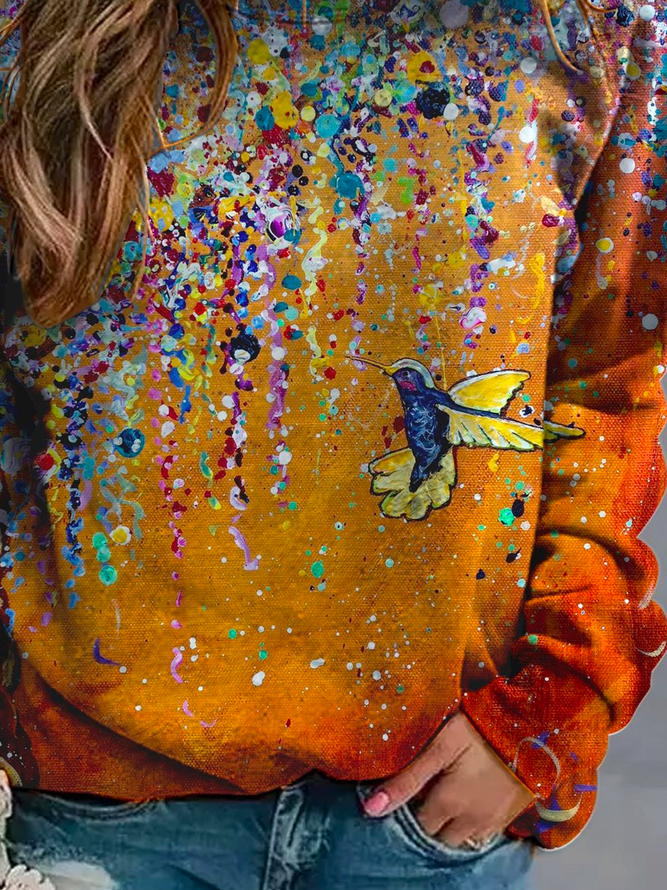 Jersey Rundhals Lässig Sweatshirt