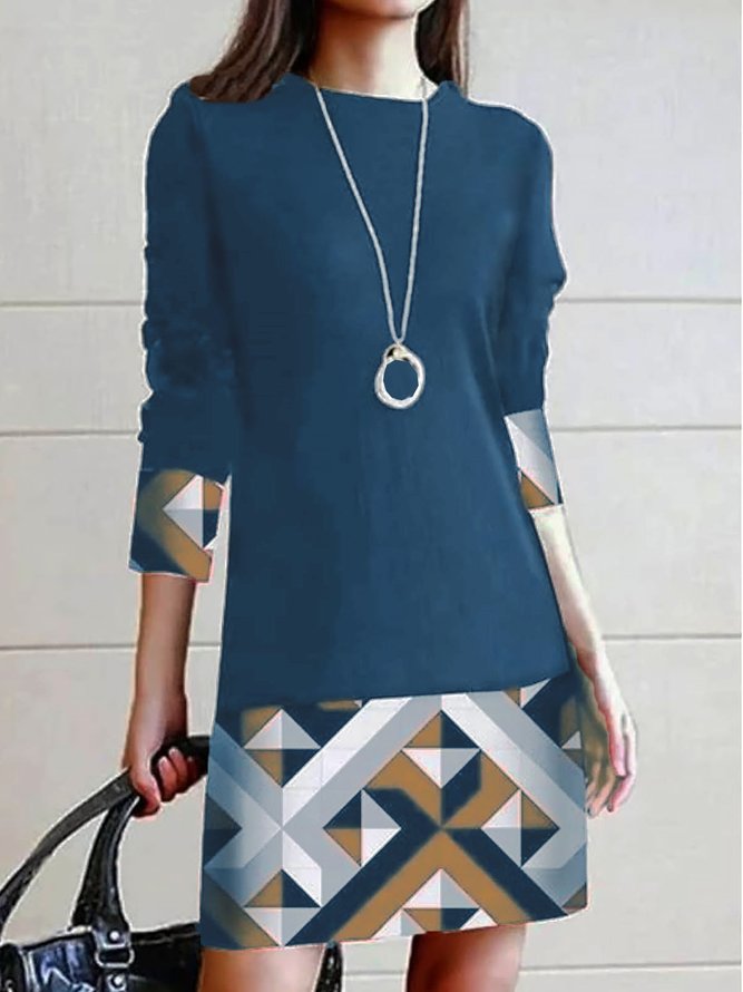 Jersey Rundhals Freizeitkleid