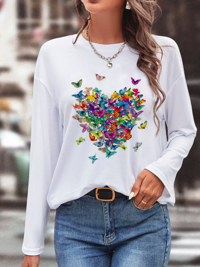 Schmetterling Print Lässig T-Shirt