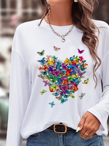 Schmetterling Print Lässig T-Shirt