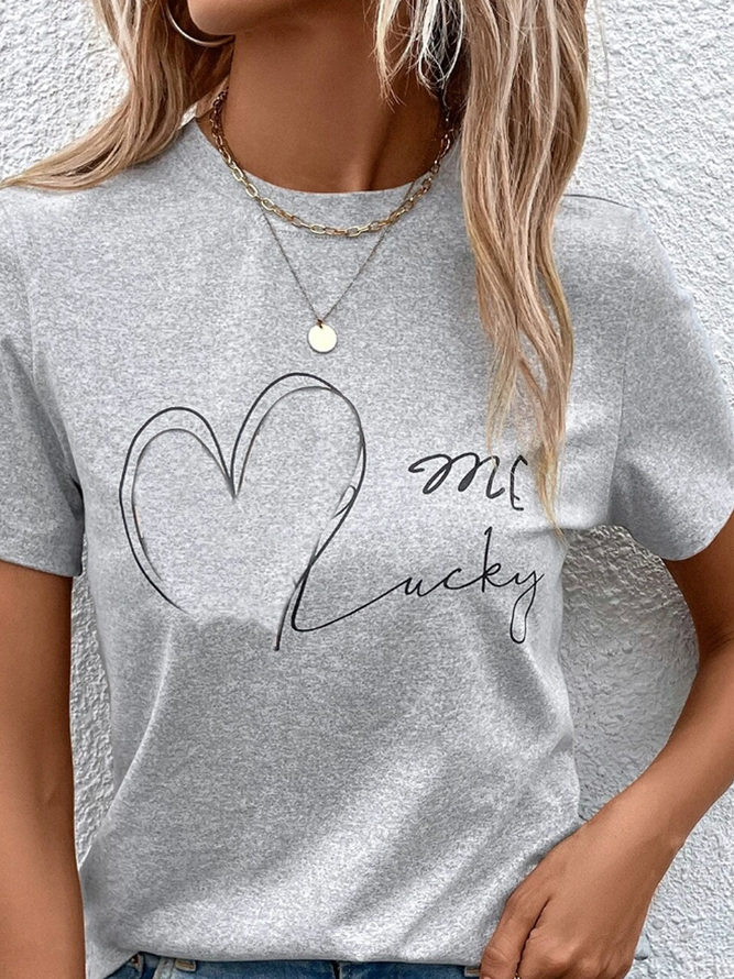 Jersey Weit Textbriefe Lässig T-Shirt