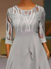 Geometrisch Elegant Regelmäßige Passform Kleid