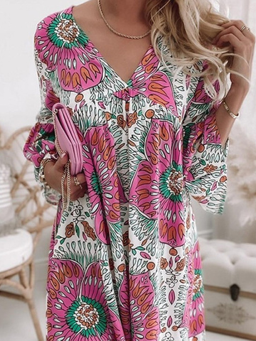 Weit Print Freizeitkleid