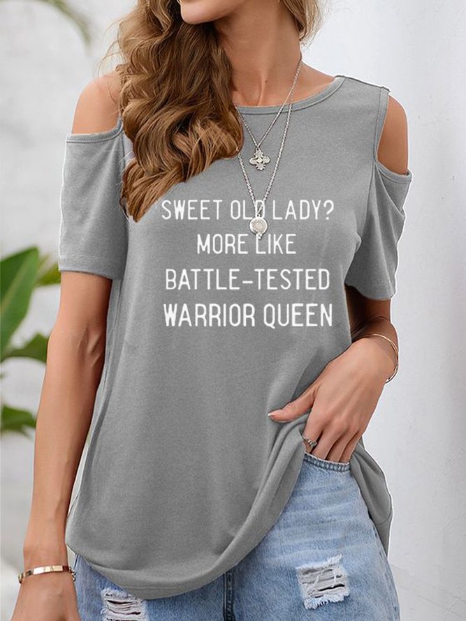 Cut-Outs Textbriefe Lässig T-Shirt