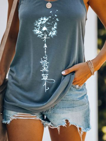 Lässig Rundhals Textbriefe Tanktop & Cami