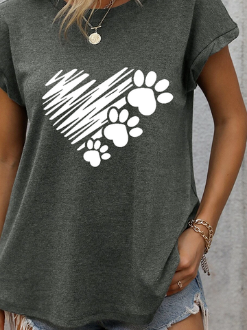 Lässig Hund Pfote Herz T-Shirt