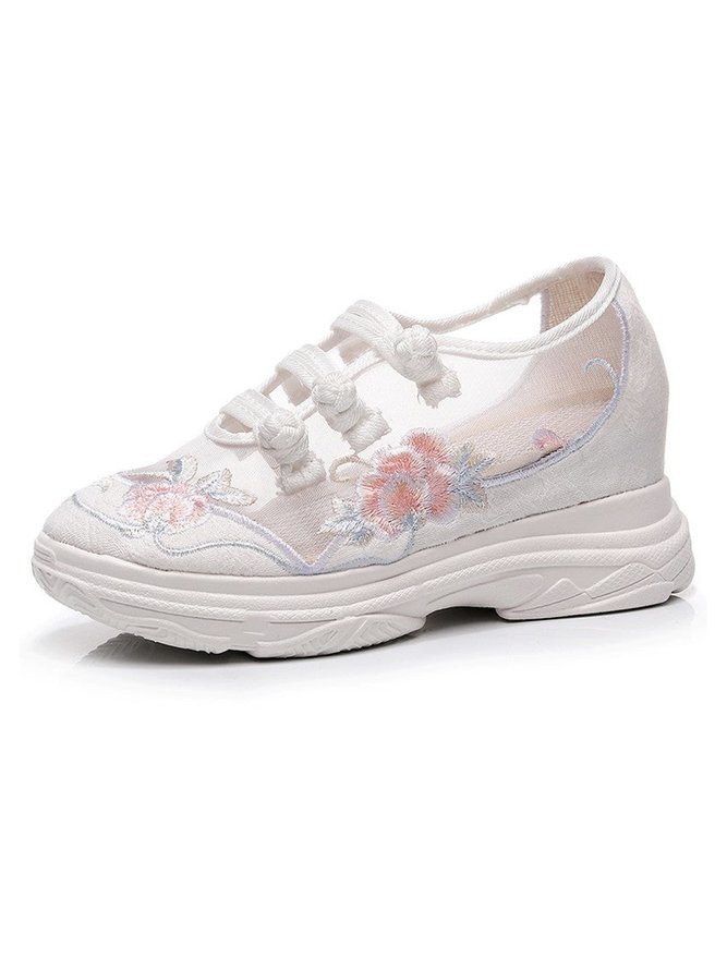 Atmungsaktiv Mesh Geblümt Stickerei Lässig Schuhe