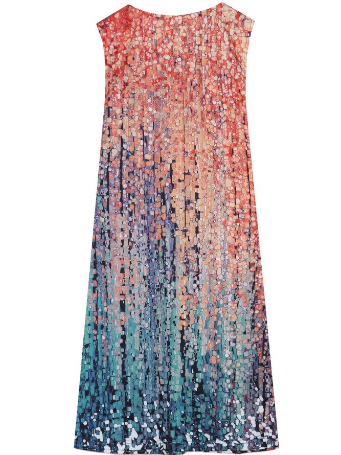 Weit Farbverlauf V-Ausschnitt Freizeitkleid