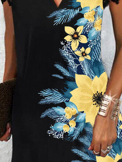Jersey Geblümt Lässig Weit Kleid
