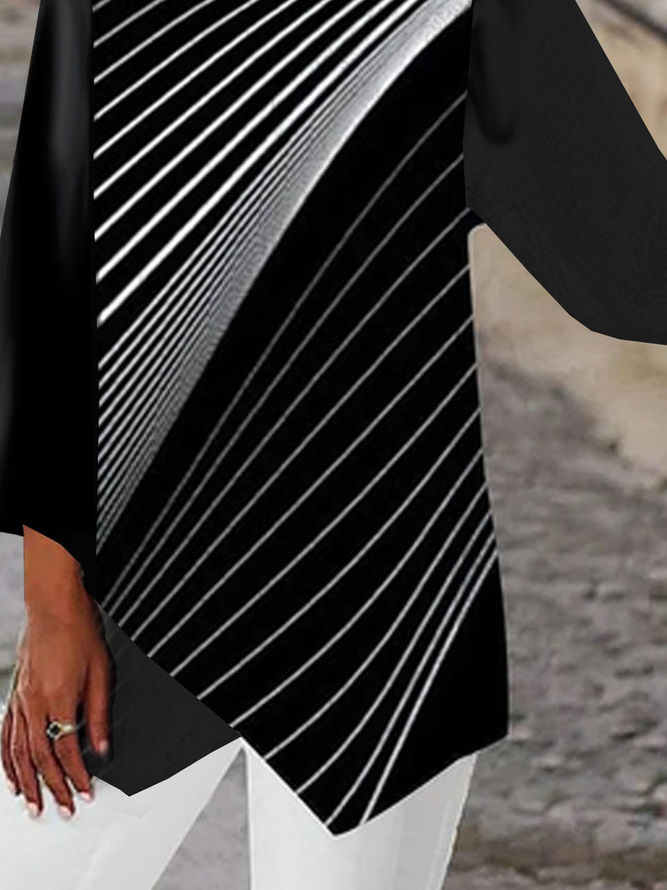 Lässig Weit Rundhals Geometrisch Print Tunika Bluse