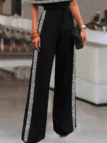 Glitzernd Unifarben Halbarm Schulterfrei Lässig Jumpsuit