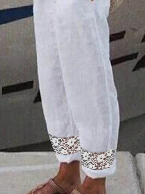 Lässig Leinen Spitze Hose