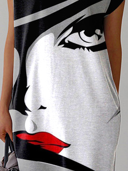 Rundhals Lässig Jersey Kleid
